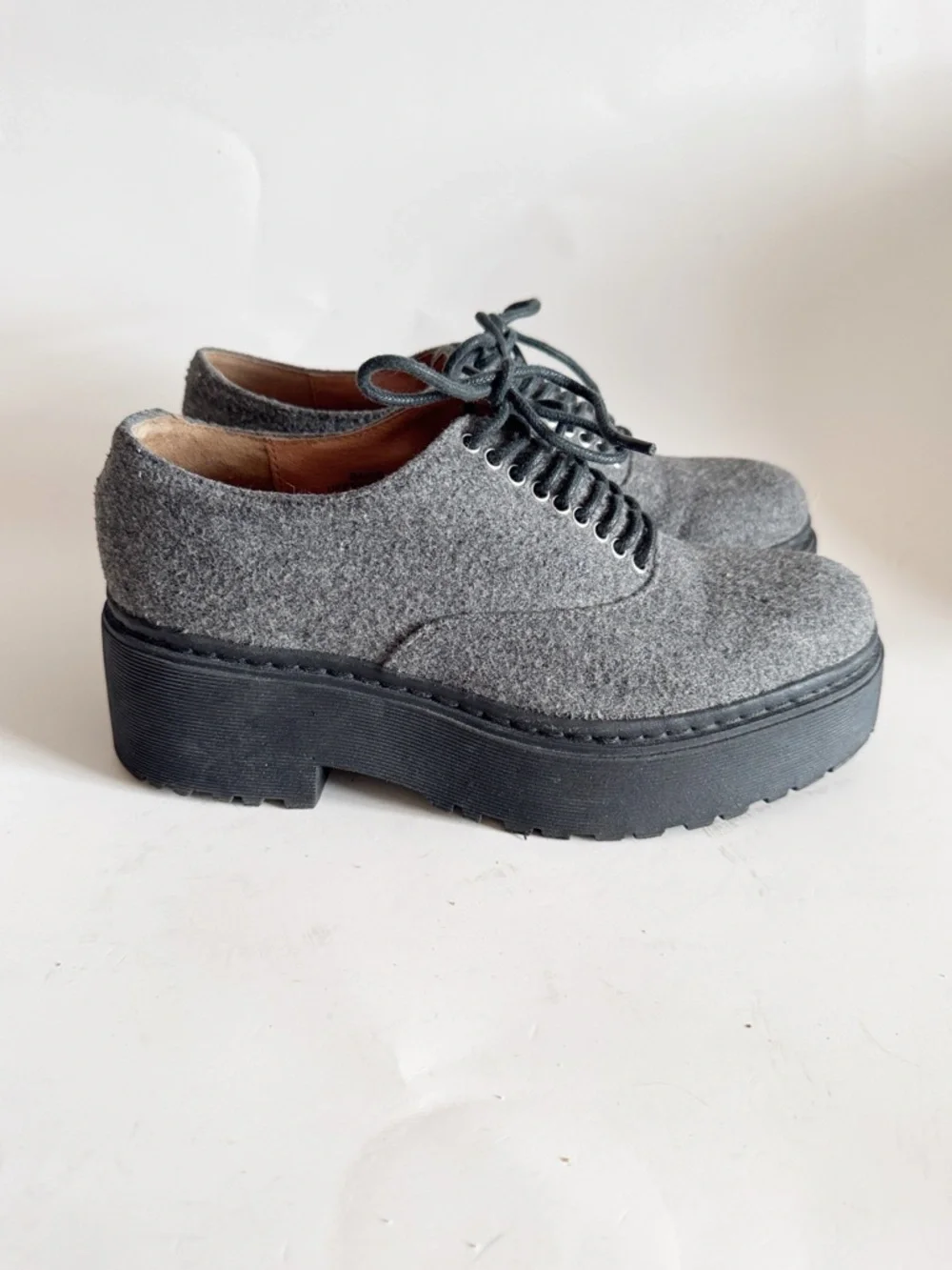 Jeffrey Campbell Baird Gray Platform Lug Sole Punk Oxford Lace-up Shoes size 7